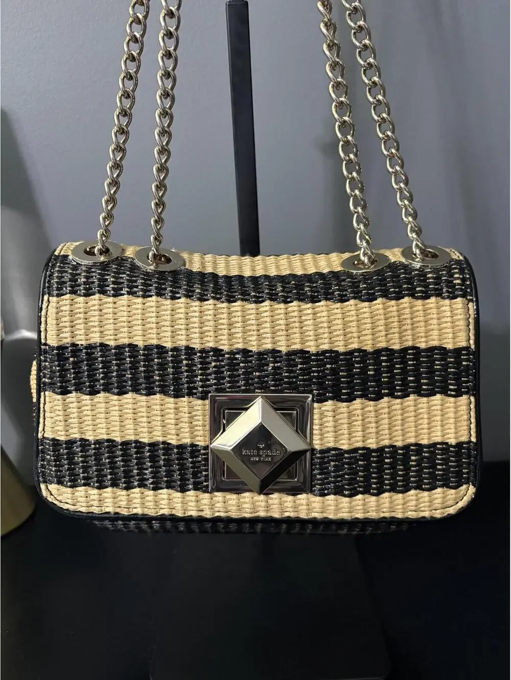 Kate Spade Evelyn Striped Crochet Raffia Shoulder